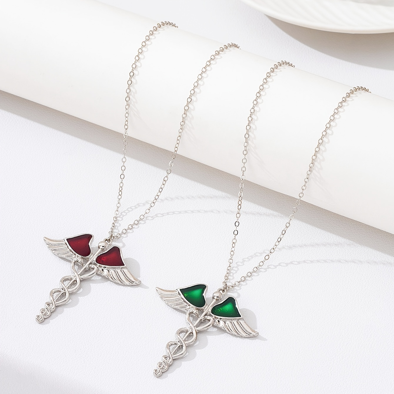 Women's Vintage Angel Wing Cross Pendant Necklace